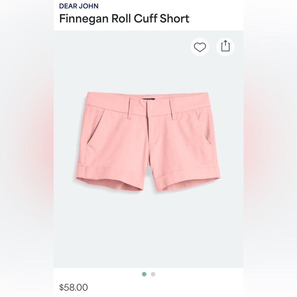 Dear John Light Pink Roll Cuff Shorts
